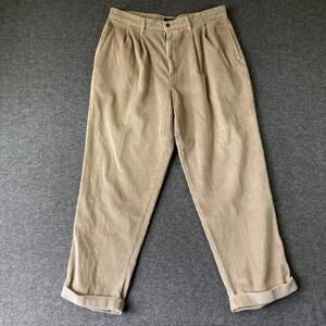 Vintage Dockers Jumbo Corduroy Pants Mens 36X30 Tan Pleated Cuffed Professor